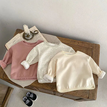 長袖Tシャツ ベビートップス 裏フリース 長袖Tシャツ シンプルベーシック 3カラー