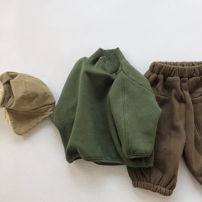 長袖Tシャツ キッズスウェットシャツ 裏ボアフリース ハイネックトップス スタンドカラーTシャツ 無地 3カラー ユニセックス 男の子 女の子 子供服