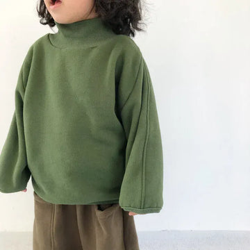 長袖Tシャツ キッズスウェットシャツ 裏ボアフリース ハイネックトップス スタンドカラーTシャツ 無地 3カラー ユニセックス 男の子 女の子 子供服