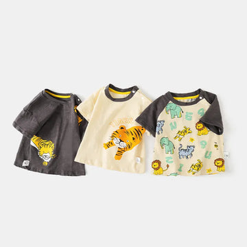 半袖Tシャツ キッズトップス アニマルプリント 半袖Tシャツ 虎タイガー 3カラー【mh0004932】