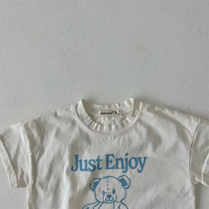 半袖Tシャツ ベビートップス 半袖Tシャツ ベアくまプリント 3カラー【mh0005404】