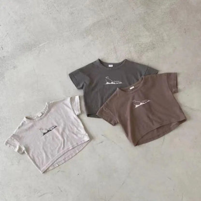半袖Tシャツ ベビートップス 半袖プリントTシャツ あひる カルガモ 3カラー【mh0005468】
