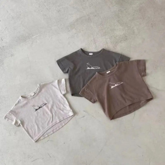 半袖Tシャツ ベビートップス 半袖プリントTシャツ あひる カルガモ 3カラー【mh0005468】