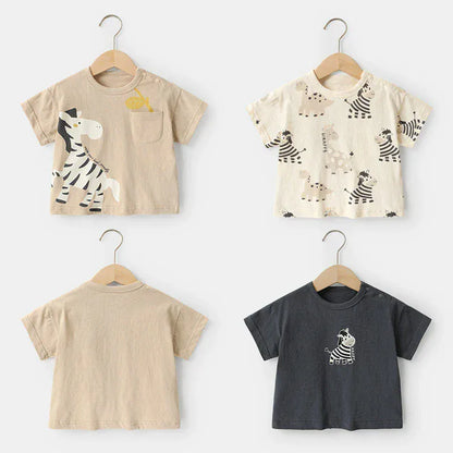 半袖Tシャツ ベビーキッズトップス 半袖Tシャツ しまうまプリント 3カラー【mh0006525】