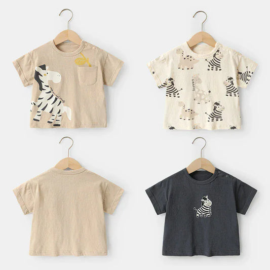 半袖Tシャツ ベビーキッズトップス 半袖Tシャツ しまうまプリント 3カラー【mh0006525】