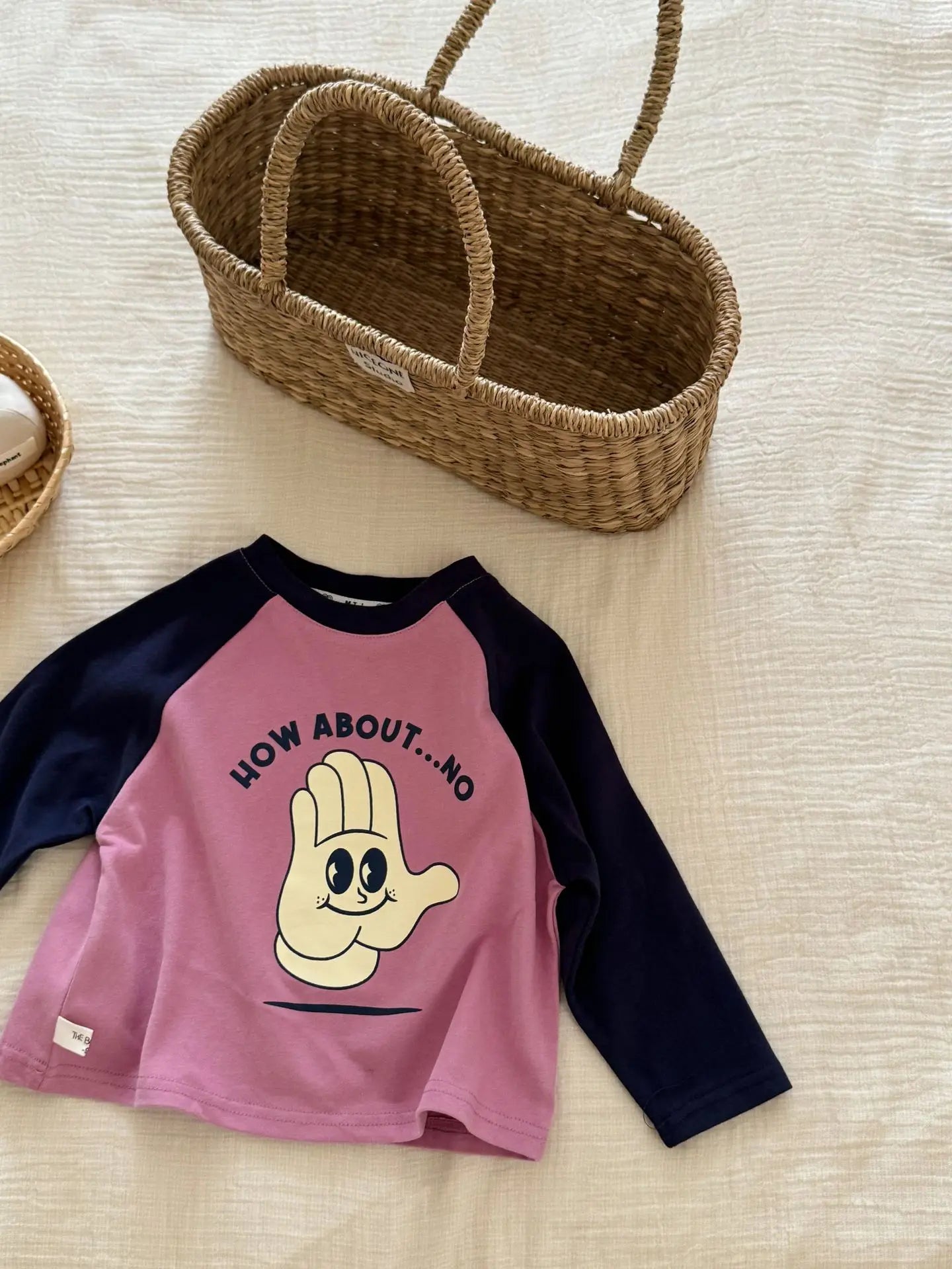 長袖Tシャツ キッズトップス 長袖プリントTシャツ ラグランパッチワーク 4カラー