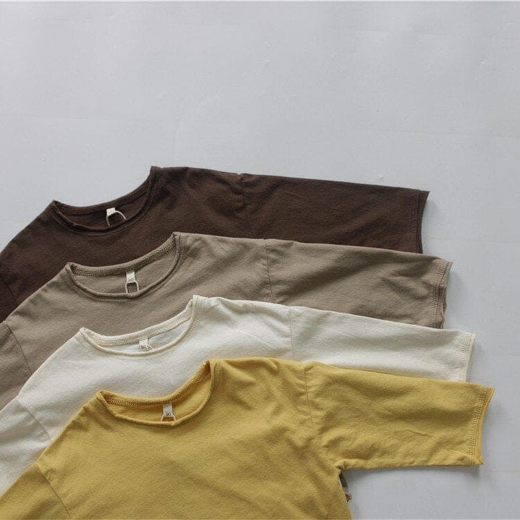 長袖Tシャツ キッズ服 長袖 Tシャツ トップス シンプル ベーシック 無地 4色 男の子 女の子