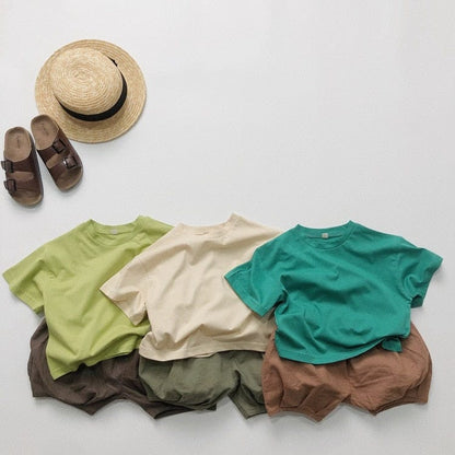 半袖Tシャツ キッズ シンプル ベーシック ルーズ 半袖 Tシャツ トップス 5カラー ユニセックス