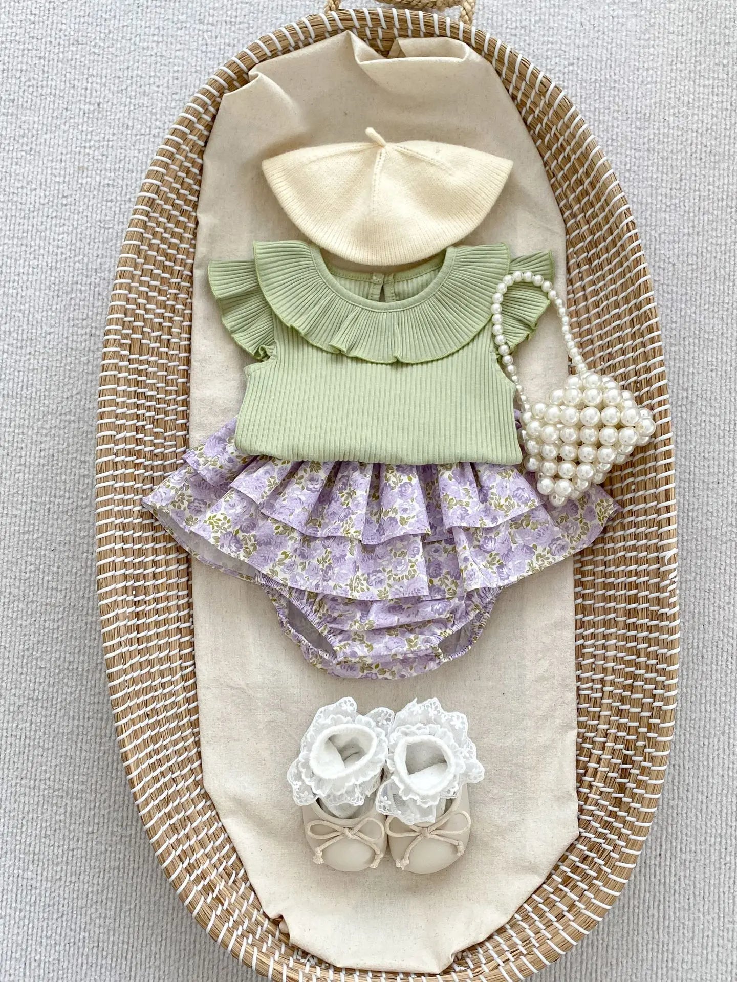 半袖Tシャツ ベビートップス サークルフリル襟 半袖Tシャツ カットソー 5カラー【mh0005599】