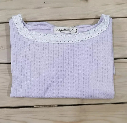 半袖Tシャツ キッズトップス 半袖パフスリーブTシャツ フリルレース 5カラー【mh0006244】