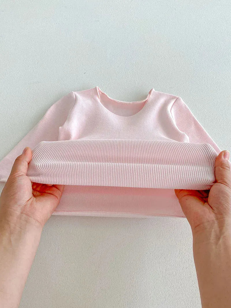 長袖Tシャツ ベビートップス シンプルベーシックシームレス長袖Tシャツ パステル5カラー【mh0006913】