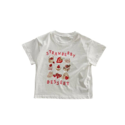 半袖Tシャツ キッズ ストロベリー スイーツ プリント 半袖 Tシャツ トップス ガールズ 6656
