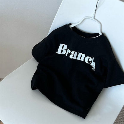 半袖Tシャツ ベビー キッズ レターロゴ プリント 半袖 Tシャツ ネイビー ホワイト カーキ ユニセックス 6876