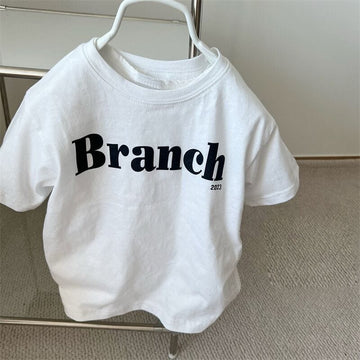 半袖Tシャツ ベビー キッズ レターロゴ プリント 半袖 Tシャツ ネイビー ホワイト カーキ ユニセックス 6876