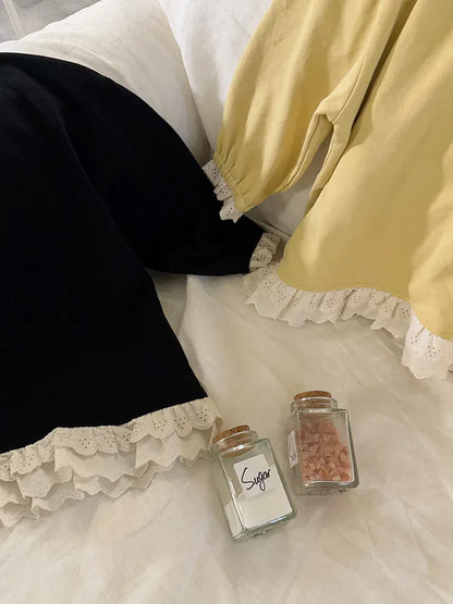 長袖Tシャツ キッズトップス 裾レースフリル長袖チュニックスウェットTシャツ【mh-0008672】