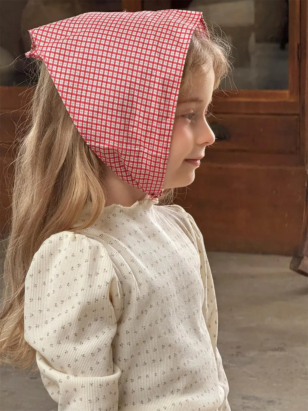 長袖Tシャツ キッズトップス フラワー小花柄ハイネック長袖パフスリーブカットソーTシャツ【mh-0008895】