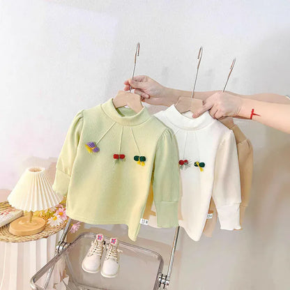 長袖Tシャツ キッズトップス キャンディリボン裏フリースハイネック長袖Tシャツ【mh0007721】