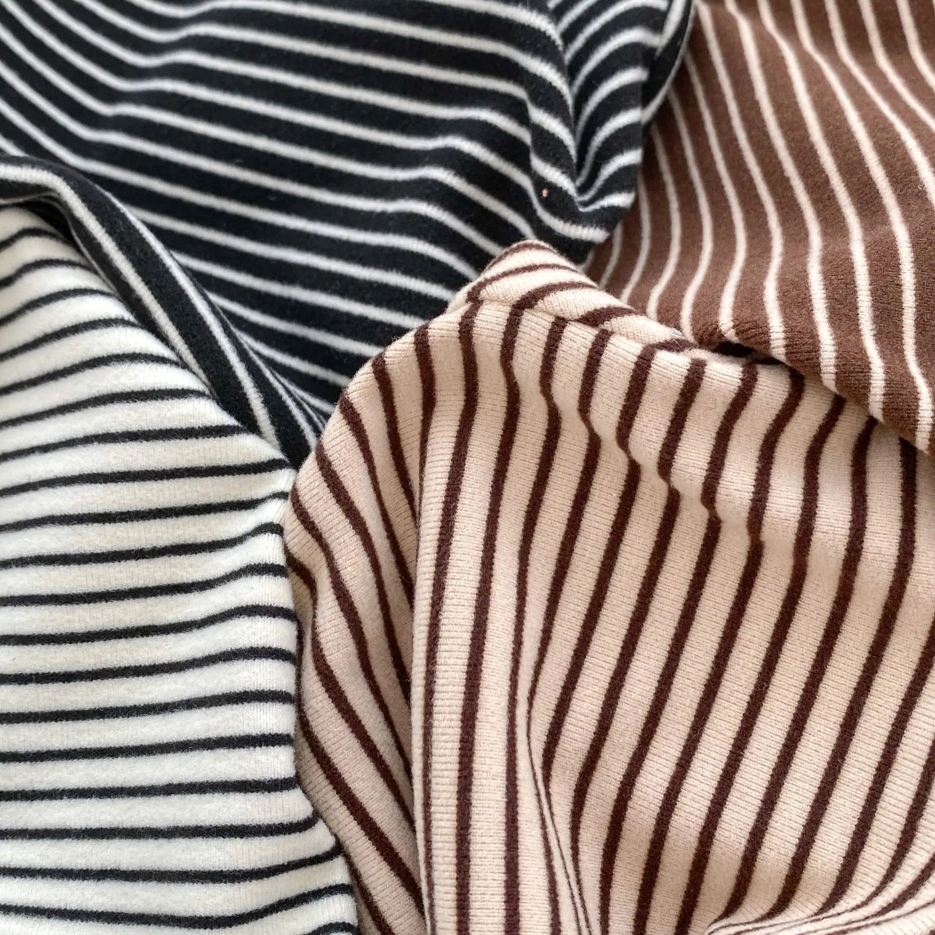 長袖Tシャツ ベビーキッズトップス ボーダーシンプルベーシックハイネックボトルネックTシャツ【mh0007729】