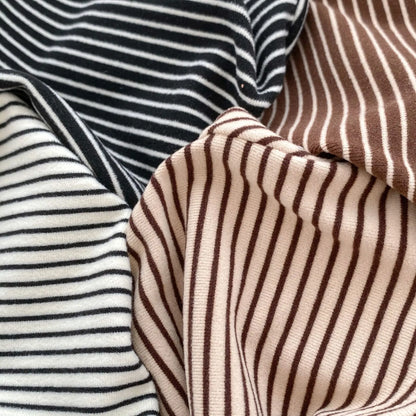 長袖Tシャツ ベビーキッズトップス ボーダーシンプルベーシックハイネックボトルネックTシャツ【mh0007729】