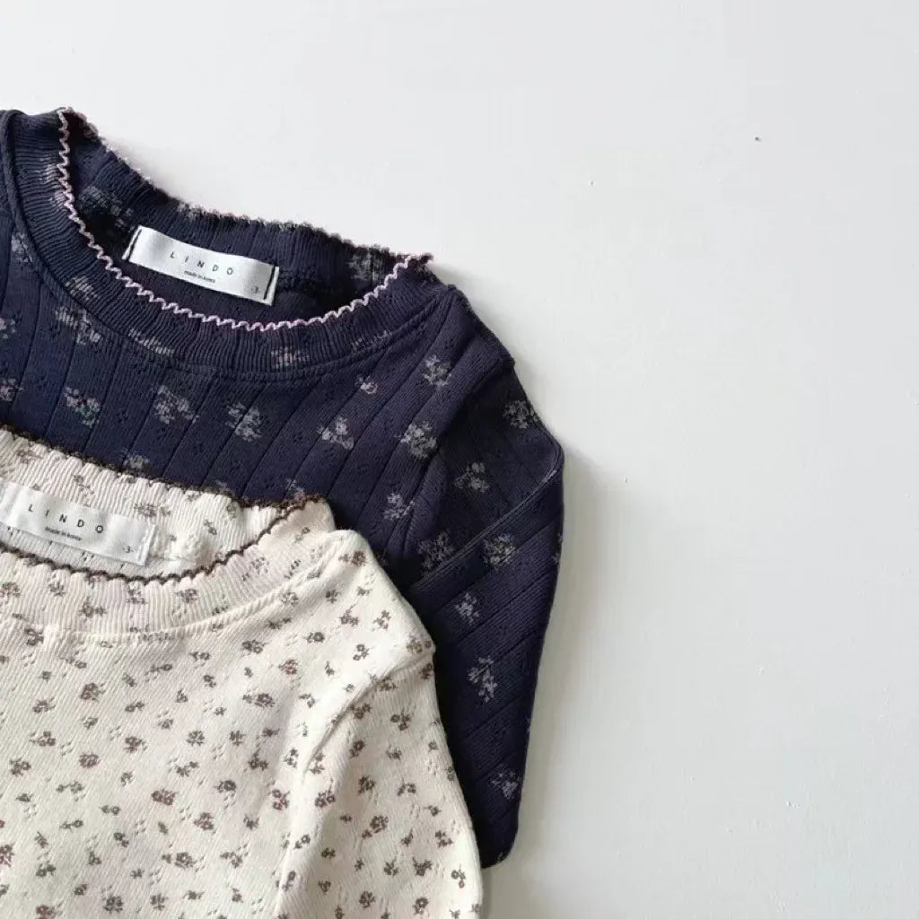 長袖Tシャツ ベビーキッズトップス リボン/フラワー/ハートプリント長袖Tシャツ【mh0007735】