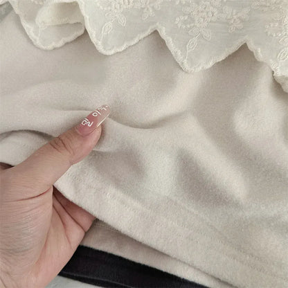 長袖Tシャツ ベビートップス レースフリルフリースハイネック長袖Tシャツ【mh0007773】