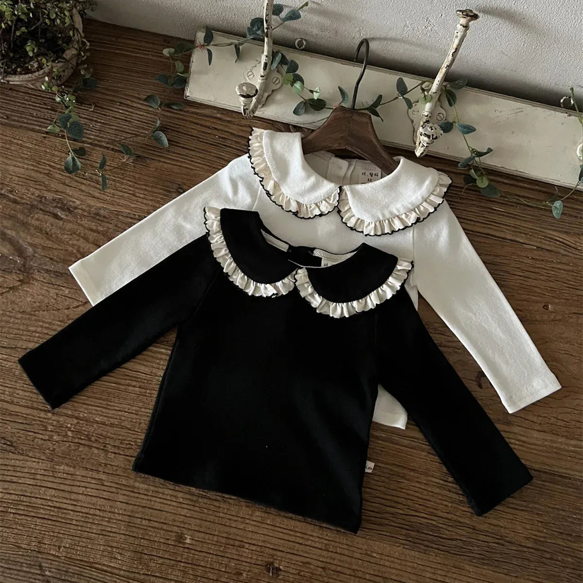 長袖Tシャツ ベビートップス ビッグフリル襟長袖Tシャツブラウス【mh0008025】