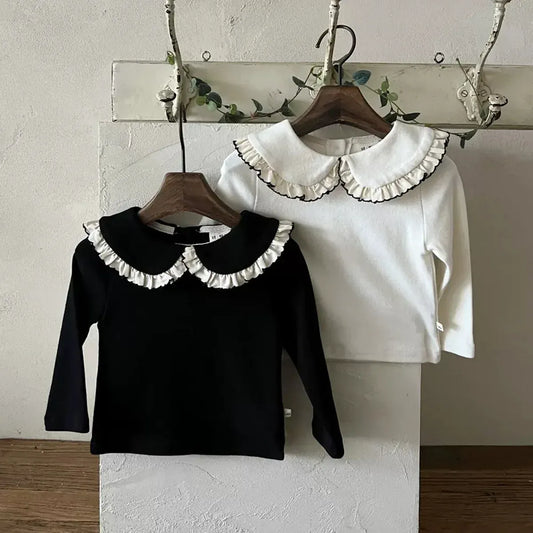 長袖Tシャツ ベビートップス ビッグフリル襟長袖Tシャツブラウス【mh0008025】