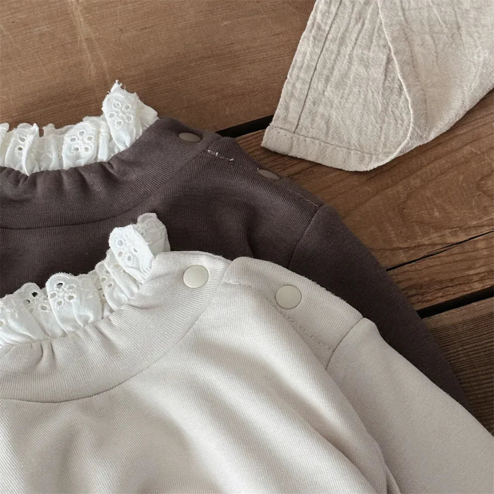 長袖Tシャツ ベビートップス レースフリルハイネック長袖Tシャツ【mh0008028】