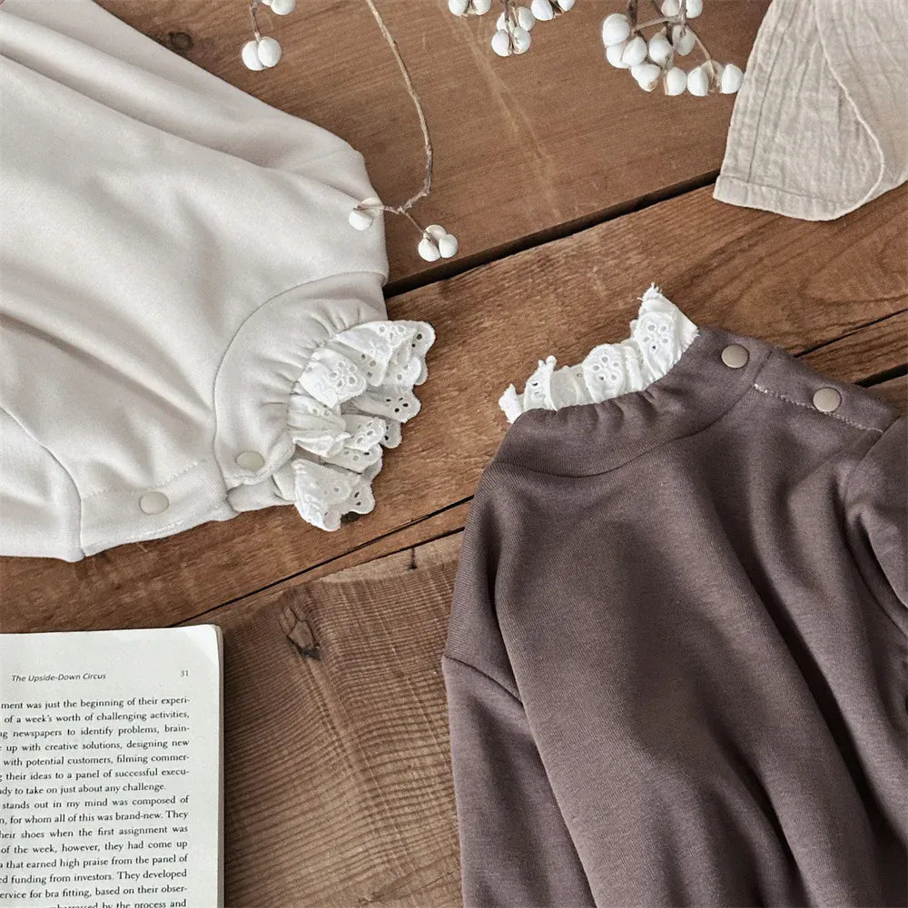 長袖Tシャツ ベビートップス レースフリルハイネック長袖Tシャツ【mh0008028】