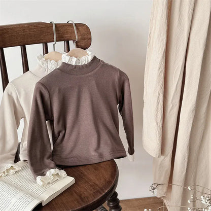 長袖Tシャツ ベビートップス レースフリルハイネック長袖Tシャツ【mh0008028】