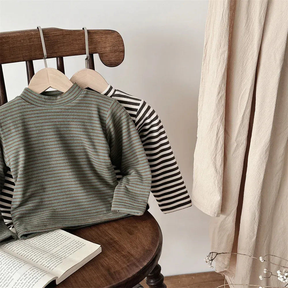 長袖Tシャツ ベビートップス ボーダーフリース長袖Tシャツ【mh0008029】