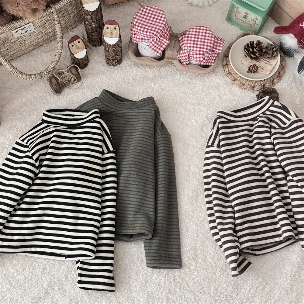 長袖Tシャツ ベビートップス ボーダーフリース長袖Tシャツ【mh0008029】