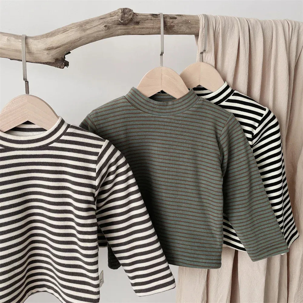 長袖Tシャツ ベビートップス ボーダーフリース長袖Tシャツ【mh0008029】