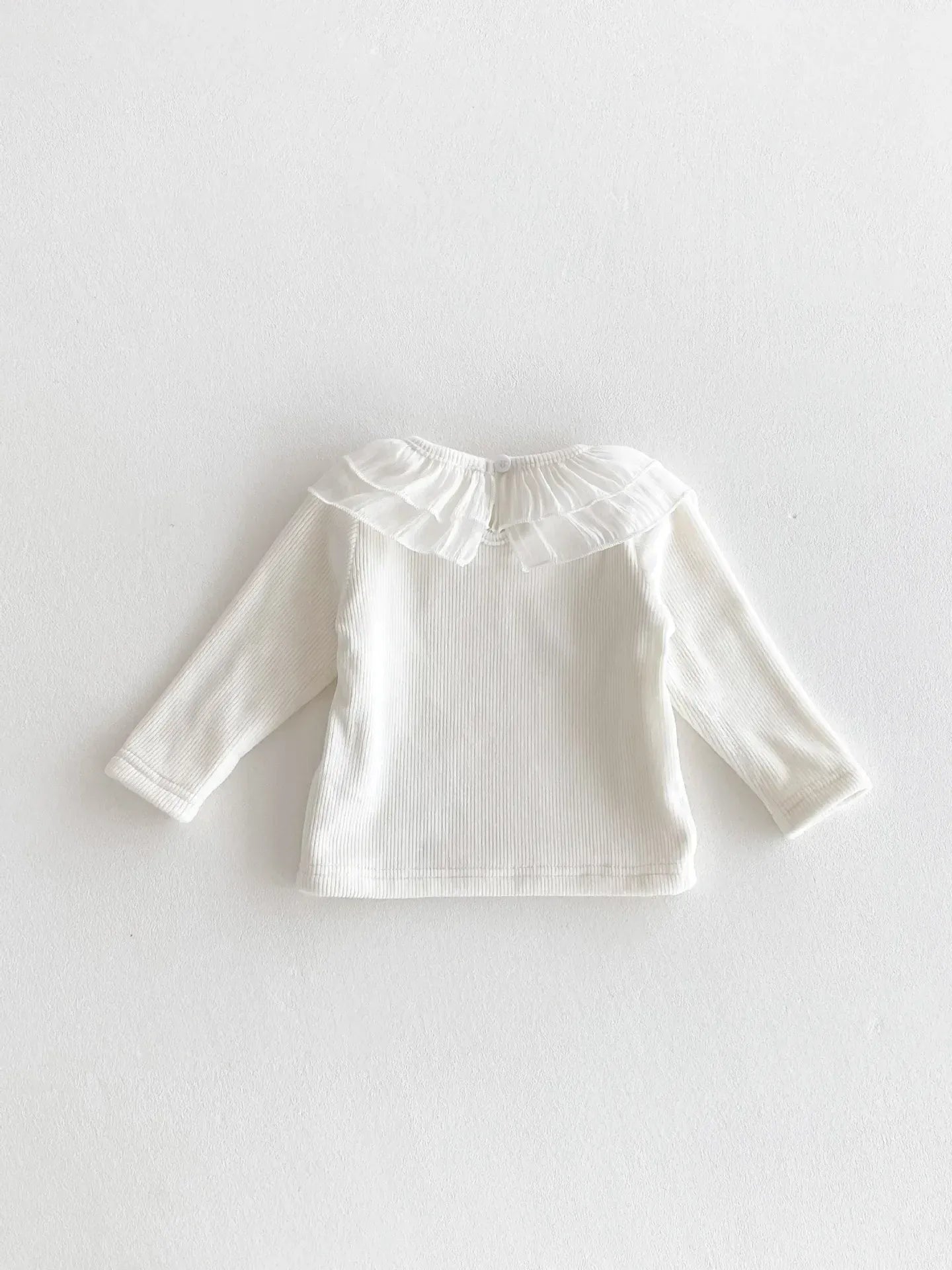 長袖Tシャツ ベビートップス ダブルラッフル襟裏フリース長袖Tシャツブラウス【mh0008206】