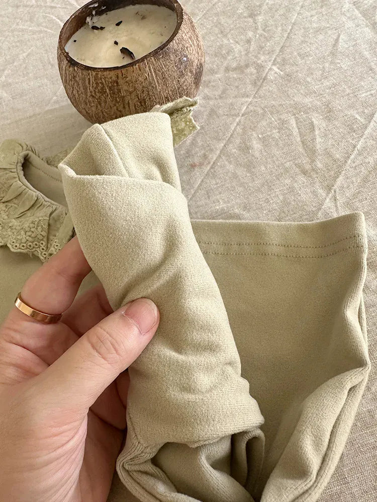 長袖Tシャツ キッズトップス ラッフルレース襟長袖Tシャツ【mh0008241】