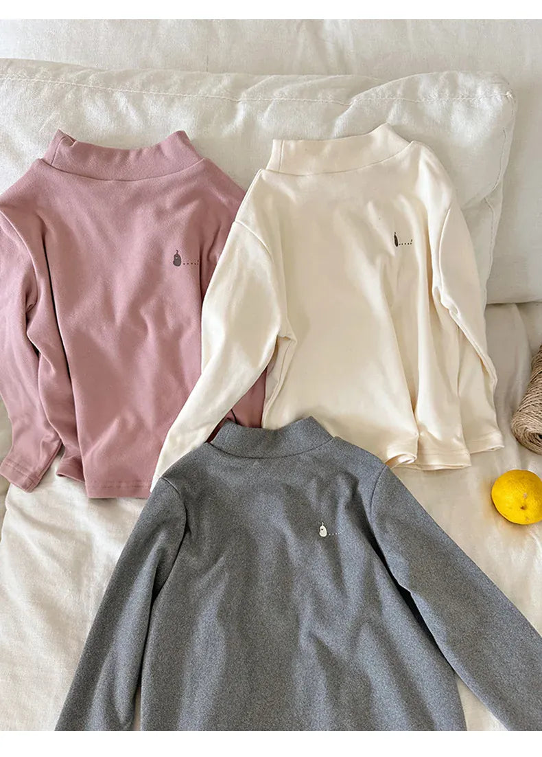 長袖Tシャツ キッズトップス ハイネックボトルネックワンポイント長袖Tシャツ【mh0008244】