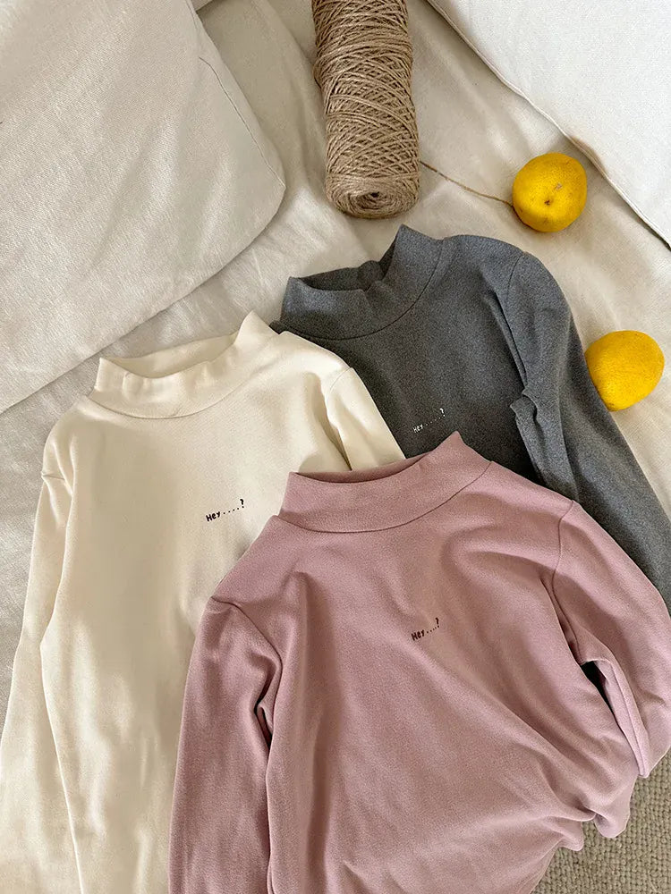 長袖Tシャツ キッズトップス ハイネックボトルネックワンポイント長袖Tシャツ【mh0008244】