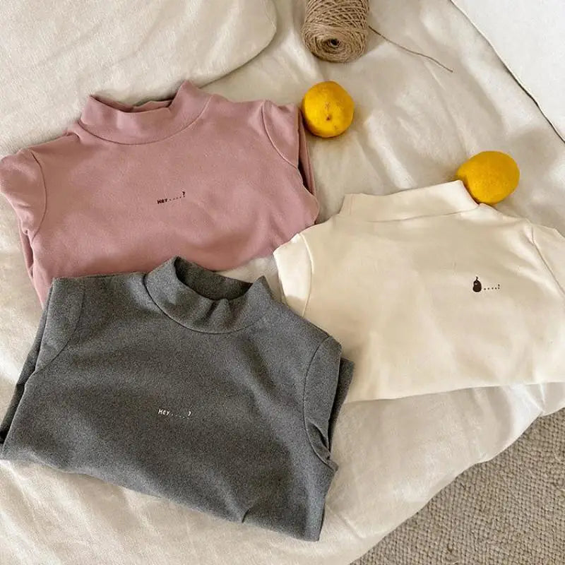 長袖Tシャツ キッズトップス ハイネックボトルネックワンポイント長袖Tシャツ【mh0008244】