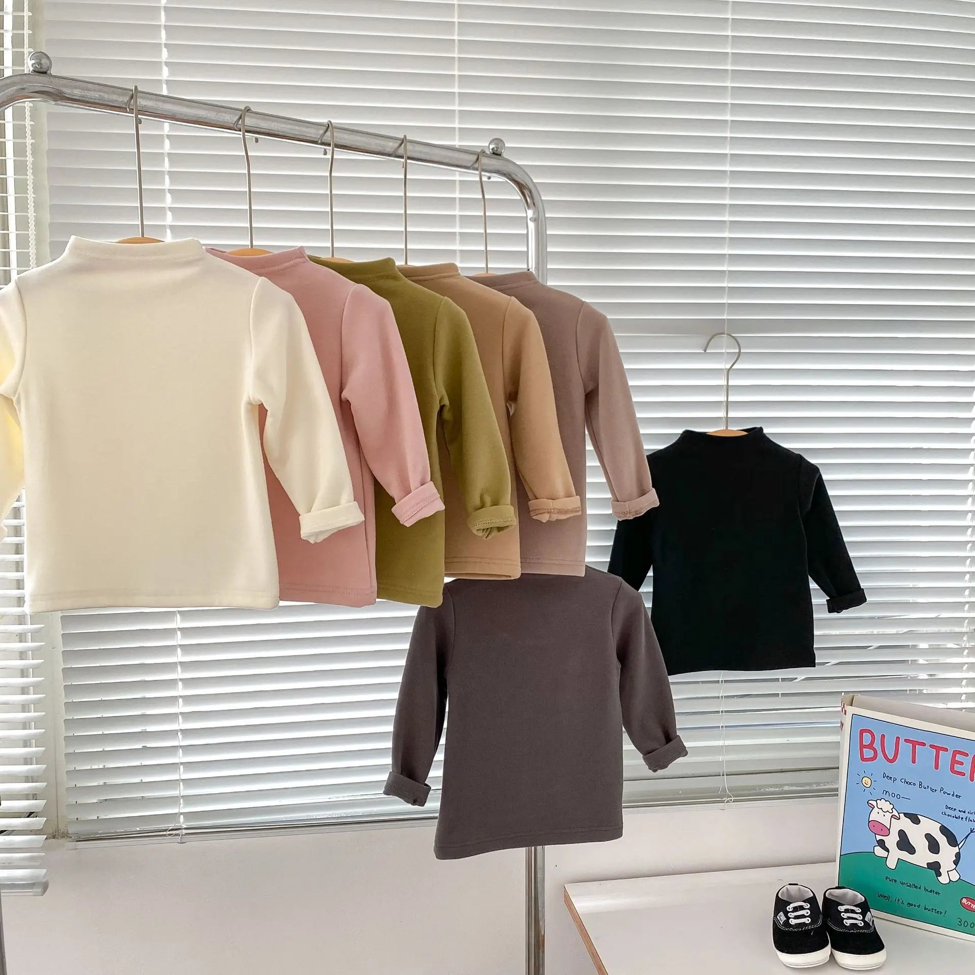 長袖Tシャツ ベビーキッズトップス シンプルベーシックハイネックボトルネック長袖Tシャツ【mh0008364】