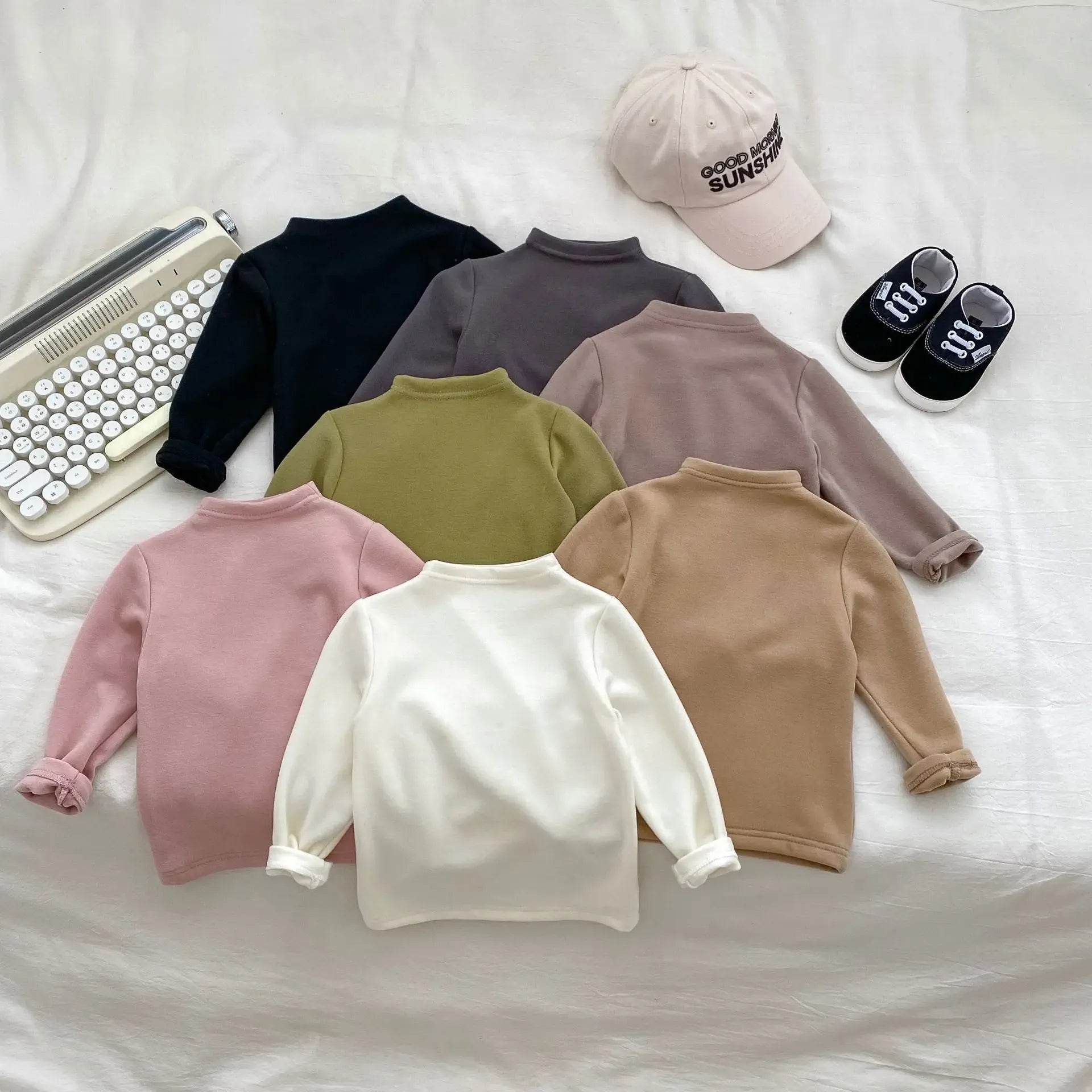 長袖Tシャツ ベビーキッズトップス シンプルベーシックハイネックボトルネック長袖Tシャツ【mh0008364】