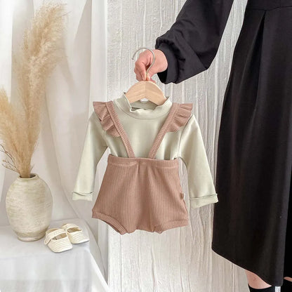 長袖Tシャツ ベビートップス ハイネックフリル長袖シンプルTシャツ【mh0008521】