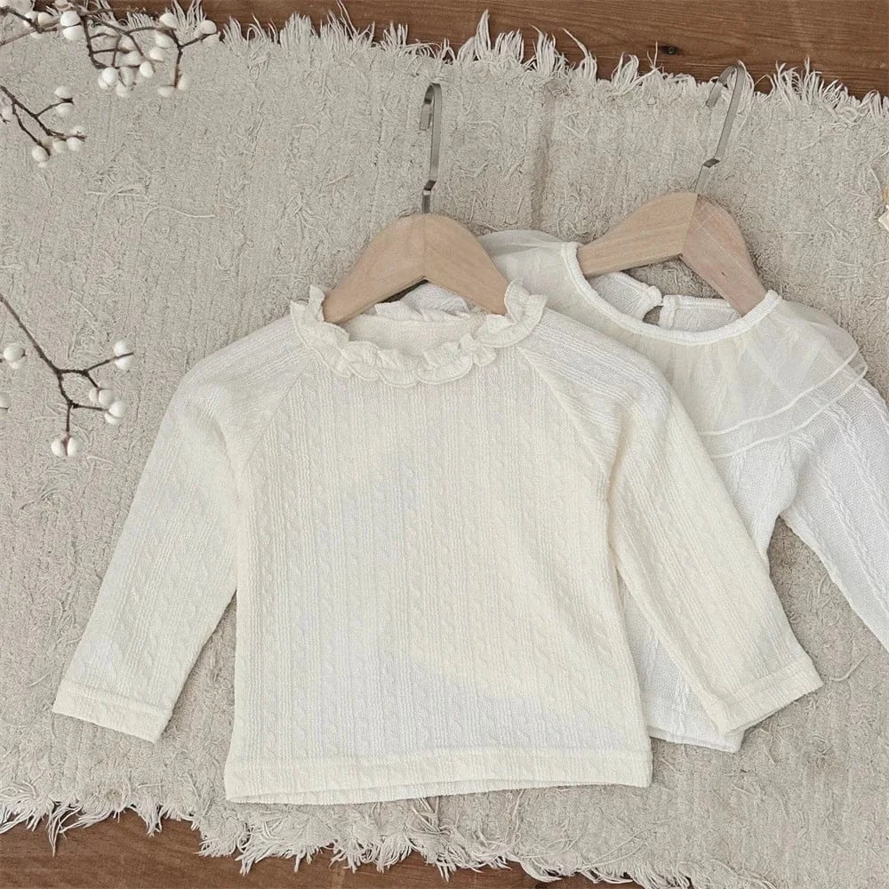 長袖Tシャツ ベビートップス フリル襟長袖Tシャツブラウス【mh0008538】