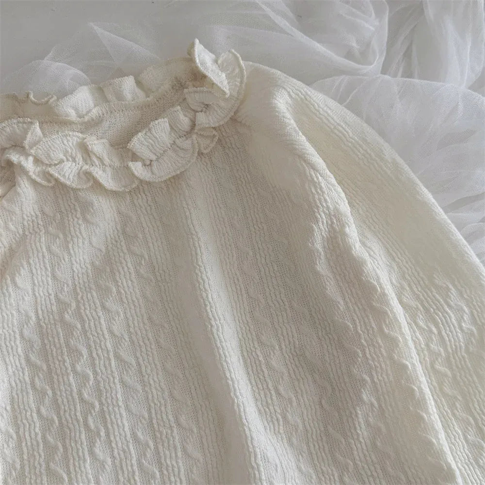 長袖Tシャツ ベビートップス フリル襟長袖Tシャツブラウス【mh0008538】