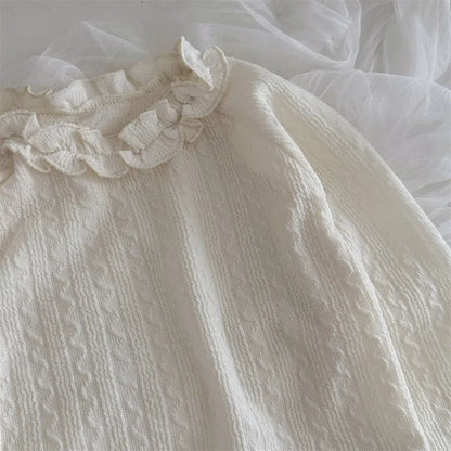 長袖Tシャツ ベビートップス フリル襟長袖Tシャツブラウス【mh0008538】