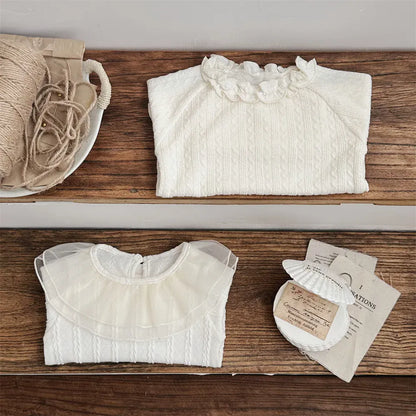 長袖Tシャツ ベビートップス フリル襟長袖Tシャツブラウス【mh0008538】