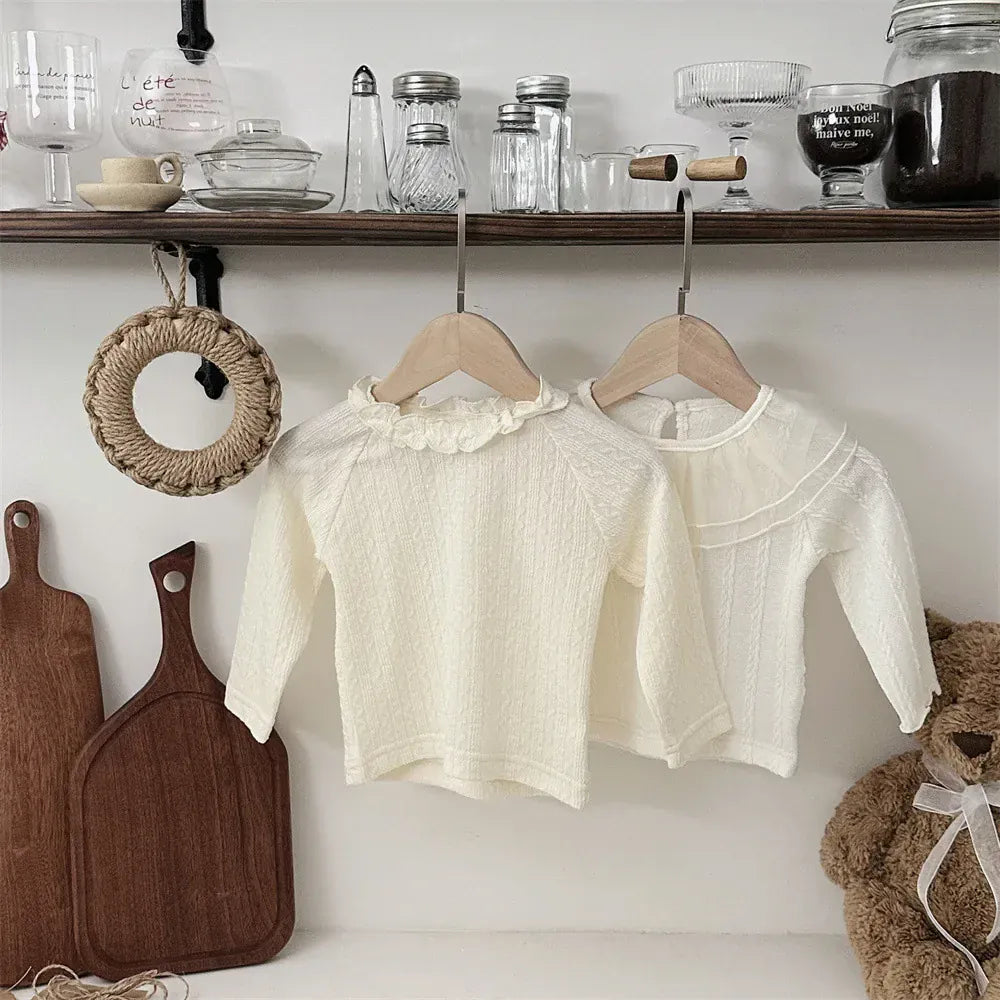 長袖Tシャツ ベビートップス フリル襟長袖Tシャツブラウス【mh0008538】