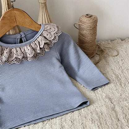 長袖Tシャツ ベビートップス レースラッフルフリル長袖Tシャツ【mh0008540】