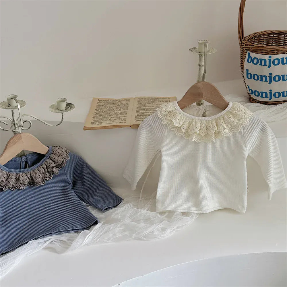 長袖Tシャツ ベビートップス レースラッフルフリル長袖Tシャツ【mh0008540】