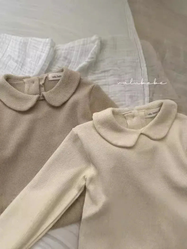 長袖Tシャツ ベビートップス シンプル丸襟長袖Tシャツブラウス【mh0008573】