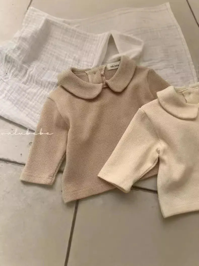 長袖Tシャツ ベビートップス シンプル丸襟長袖Tシャツブラウス【mh0008573】